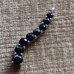 925 Silver S Shape Black Stone Pendant